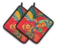 Carolines Treasures  6128PTHD Christmas Holly Berries Abstract Pair of Pot Holde