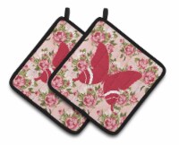 Carolines Treasures  BB1034-RS-PK-PTHD Butterfly Shabby Chic Pink Roses  Pair of
