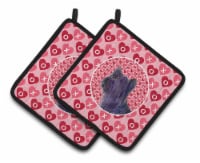 Skye Terrier Hearts Love and Valentine's Day Portrait Pair of Pot Holders