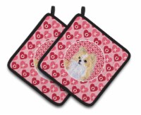 Chihuahua Hearts Love and Valentine's Day Portrait Pair of Pot Holders