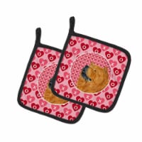 Chow Chow Hearts Love and Valentine's Day Portrait Pair of Pot Holders