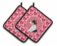 Basenji Hearts Love and Valentine's Day Portrait Pair of Pot Holders