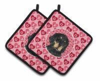Gordon Setter Hearts Love and Valentine's Day Portrait Pair of Pot Holders