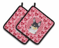 Chihuahua Hearts Love and Valentine's Day Portrait Pair of Pot Holders
