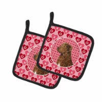 Chesapeake Bay Retriever Hearts Love and Valentine's Day Pair of Pot Holders
