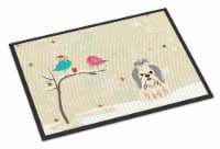 Christmas Presents between Friends Shih Tzu - Silver and White Doormat 18x27