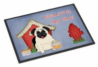Carolines Treasures BB2758MAT Dog House Collection Pug Cream Doormat 18x27
