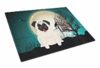 Carolines Treasures BB2194LCB Halloween Scary Pug Cream Glass Cutting Board Lar