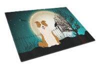 Halloween Scary Border Collie Red White Glass Cutting Board Large