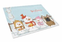Merry Christmas Carolers French Bulldog Brown Glass Cutting Board Large