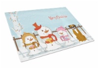 Merry Christmas Carolers Flashy Fawn Boxer Glass Cutting Board Large