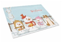Merry Christmas Carolers Border Collie Red White Glass Cutting Board Large