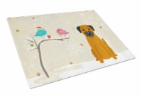 Christmas Presents between Friends Border Terrier Glass Cutting Board Large