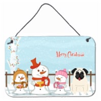 Merry Christmas Carolers Pug Cream Wall or Door Hanging Prints