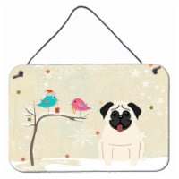 Christmas Presents between Friends Pug - Cream Wall or Door Hanging Prints