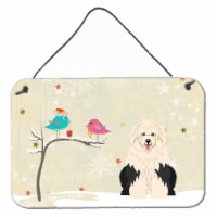 Christmas Presents between Friends Old English Sheepdog Wall or Door Hanging Pri