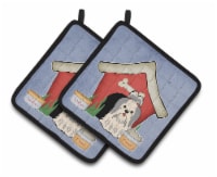Dog House Collection Shih Tzu Silver White Pair of Pot Holders