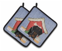Dog House Collection Wire Haired Dachshund Black Tan Pair of Pot Holders