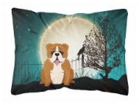 Halloween Scary  English Bulldog Red White Canvas Fabric Decorative Pillow