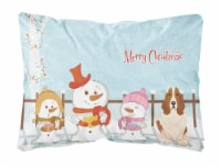 Merry Christmas Carolers Basset Hound Canvas Fabric Decorative Pillow