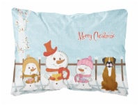 Merry Christmas Carolers Flashy Fawn Boxer Canvas Fabric Decorative Pillow