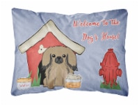 Dog House Collection Pekingese Tan Canvas Fabric Decorative Pillow