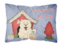 Dog House Collection Chow Chow White Canvas Fabric Decorative Pillow