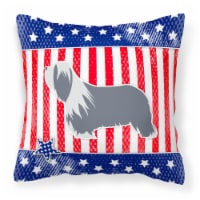 Carolines Treasures  BB3317PW1818 USA Patriotic Bearded Collie Fabric Decorative