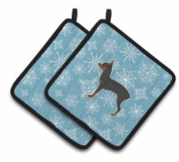 Carolines Treasures  BB3487PTHD Winter Snowflake Toy Fox Terrier Pair of Pot Hol