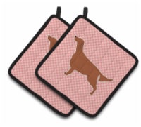 Carolines Treasures  BB3593PTHD Irish Setter Checkerboard Pink Pair of Pot Holde