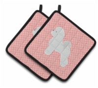 Carolines Treasures BB3645PTHD Bichon Frise Checkerboard Pink Pair of Pot Holde