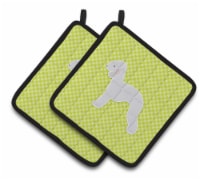 Carolines Treasures BB3794PTHD Bedlington Terrier Checkerboard Green Pair of Po