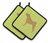 Carolines Treasures  BB3852PTHD Shar Pei Checkerboard Green Pair of Pot Holders