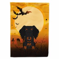 Carolines Treasures BB4393GF Halloween Wire Haired Dachshund Black Tan Flag Gar