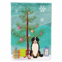 Merry Christmas Tree Bernese Mountain Dog Flag Canvas House Size