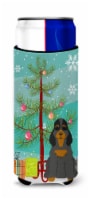 Merry Christmas Tree Cocker Spaniel Black Tan Ultra Hugger for slim cans