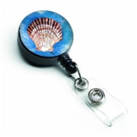Carolines Treasures  Scallop Sea Shell Retractable Badge Reel