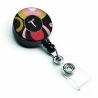 Carolines Treasures  Letter T Monogram Retro in Black Retractable Badge Reel