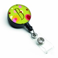 Carolines Treasures  Letter B Monogram Lime Green Retractable Badge Reel