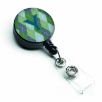 Carolines Treasures  Initial Y Monogram Blue Argoyle Retractable Badge Reel