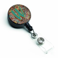 Carolines Treasures  Letter W Retro Tribal Alphabet Initial Retractable Badge Reel
