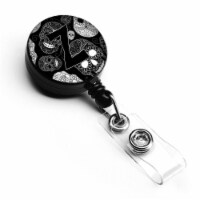 Carolines Treasures  Letter Z Day of the Dead Skulls Black Retractable Badge Reel