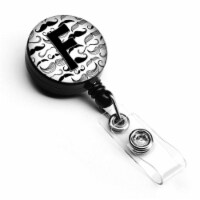Carolines Treasures  Letter F Moustache Initial Retractable Badge Reel