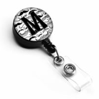 Carolines Treasures  Letter M Moustache Initial Retractable Badge Reel