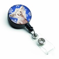 Carolines Treasures  Chinese Crested Winter Snowflakes Holiday Retractable Badge Reel