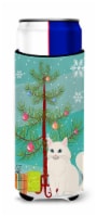 Turkish Angora Cat Merry Christmas Tree Ultra Hugger for slim cans