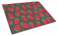 Carolines Treasures  BB5137LCB Strawberries on Gray Glass Cutting Board Large