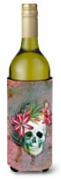 Carolines Treasures  BB5125LITERK Day of the Dead Skull Flowers Wine Bottle Hugg