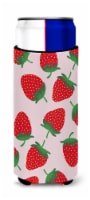 Carolines Treasures BB5146MUK Strawberries on Pink Ultra Hugger for slim cans