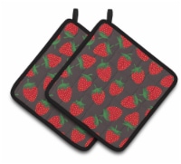 Carolines Treasures  BB5137PTHD Strawberries on Gray Pair of Pot Holders